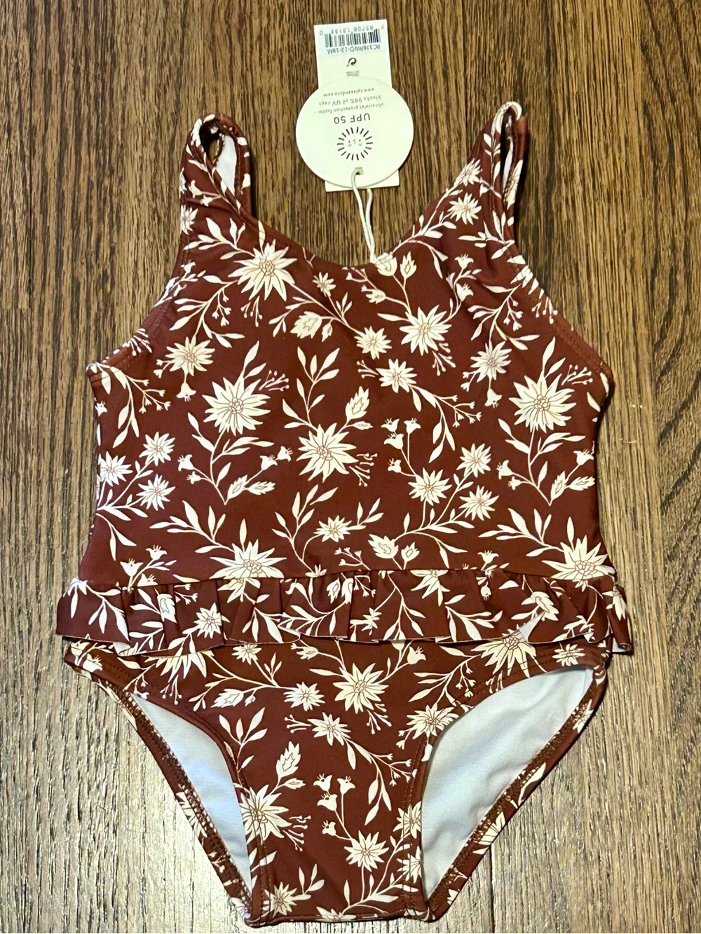 Rylee + Cru Redwood Wild Floral Skirted One Piece Swimsuit NWT 12-18M UPF 50